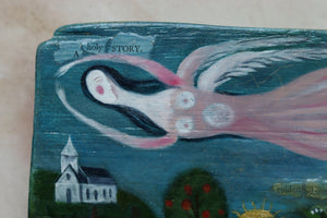 "a Holy Story" painting on wood